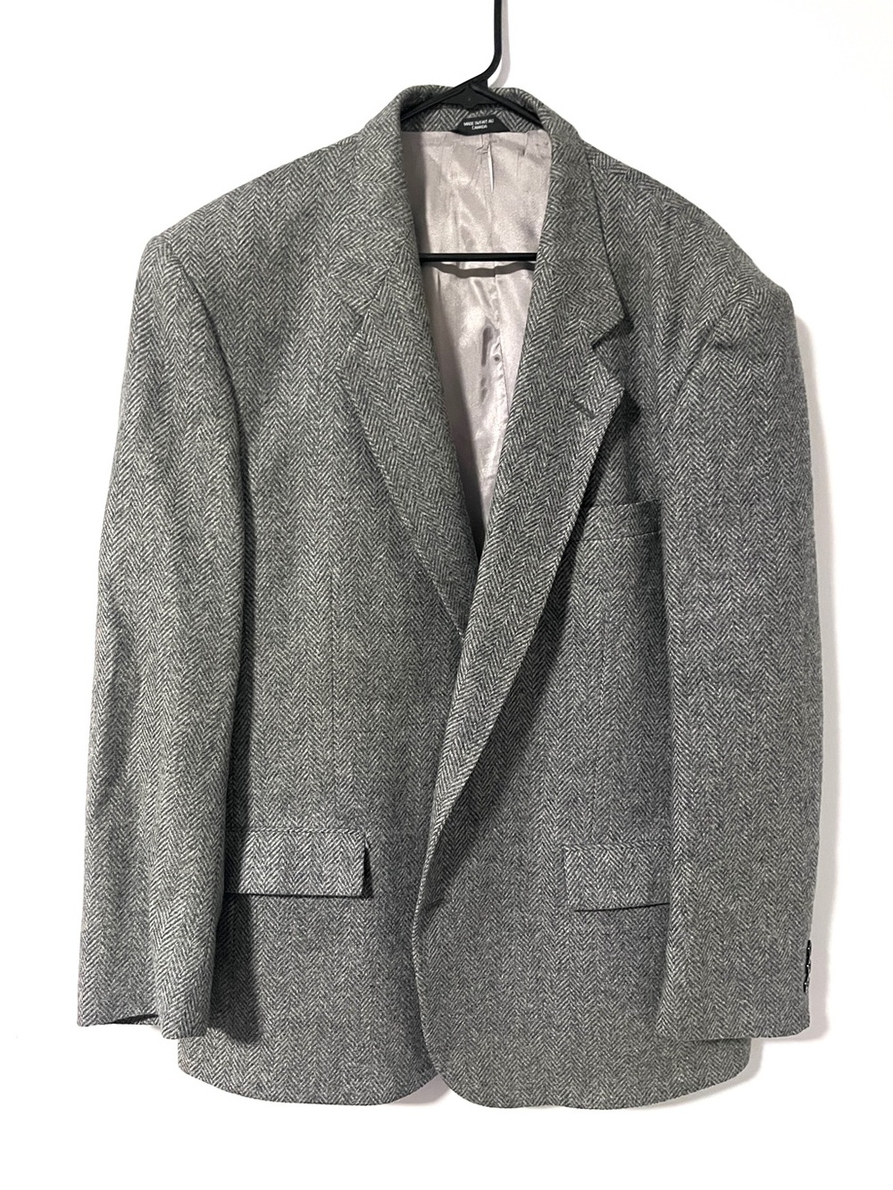 Men's Herringbone Gray Wool Blazer